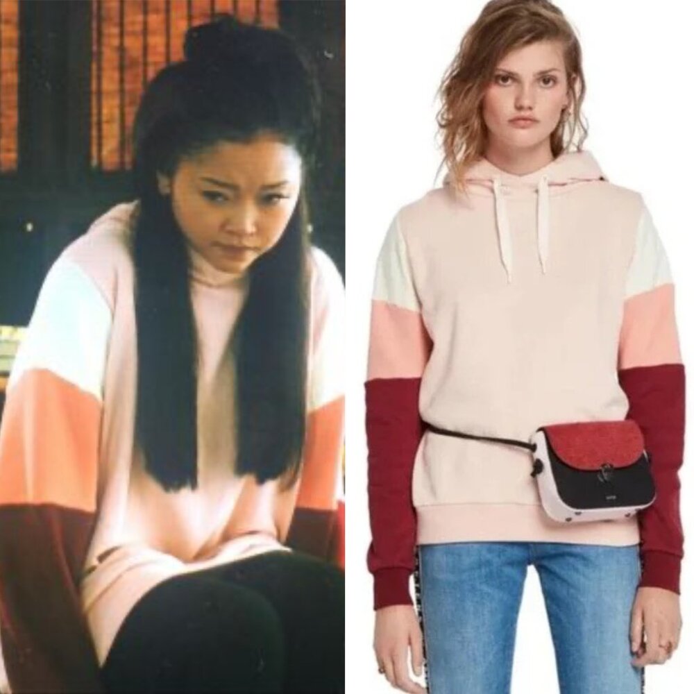 Scotch & Soda Colorblock Long Sleeve Pullover Hoodie Sweatshirt Pink | S